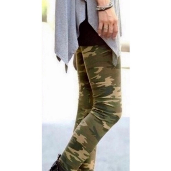 New NWT Camo Print Soft Brushed Leggings OSFM Tall - Picture 10 of 10